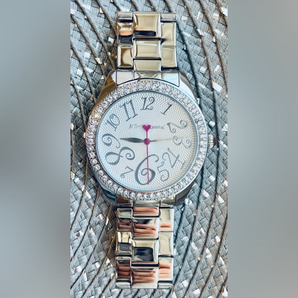 Betsey Johnson Silver Rhinestone Watch